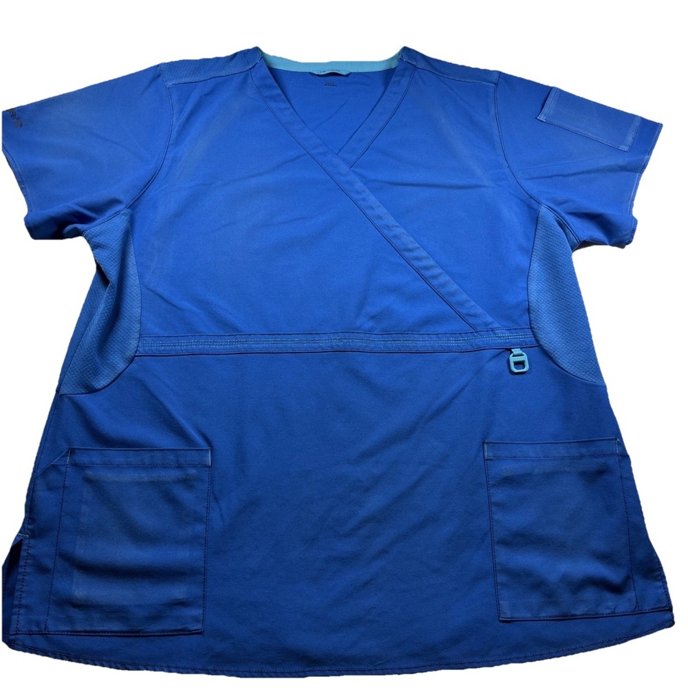Carhartt Force Scrub Top Women's 2X Blue Nurse Medical Work Uniform